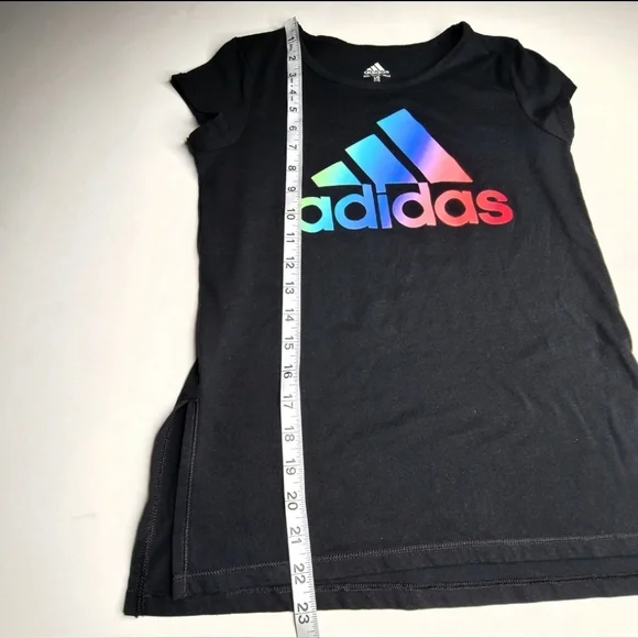 Adidas Girls Size 14 Lot 2 Top Black Logo Tee Gray Tank Small - Picture 10 of 12